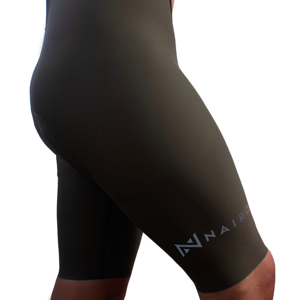 BIB SHORT H SIN COSTURAS VERDE APLIQUE PLATA